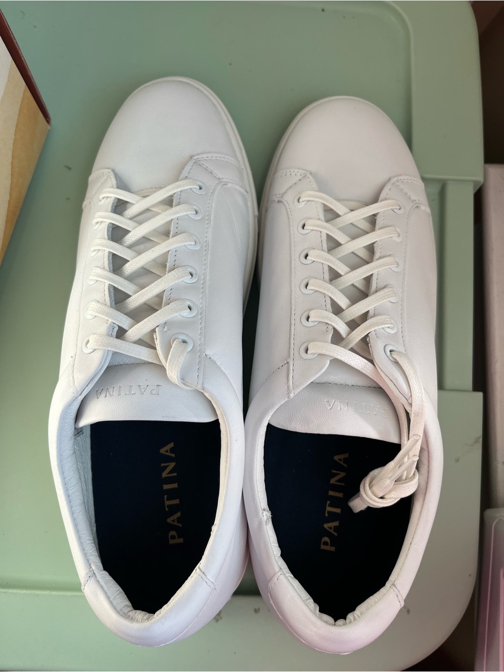 Men's White Leather Low-Top Sneakers